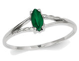 Natural Green Emerald Ring 1/4 Carat (ctw) in 14K White Gold (Size 7)